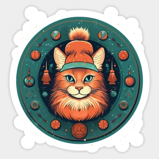 Somali Cat Xmas, Love Cats Sticker
